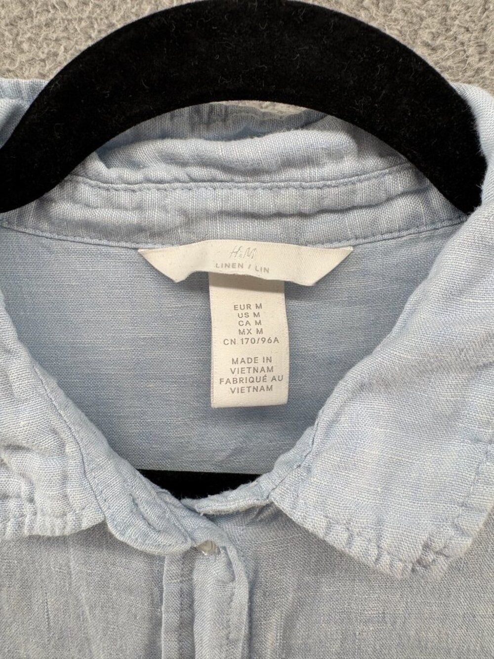 H&M 100% Linen Light Blue Button Down Shirt Minimalist Blouse M - Picture 4 of 11